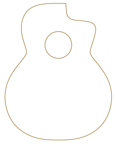 image of a guitar outline in gold